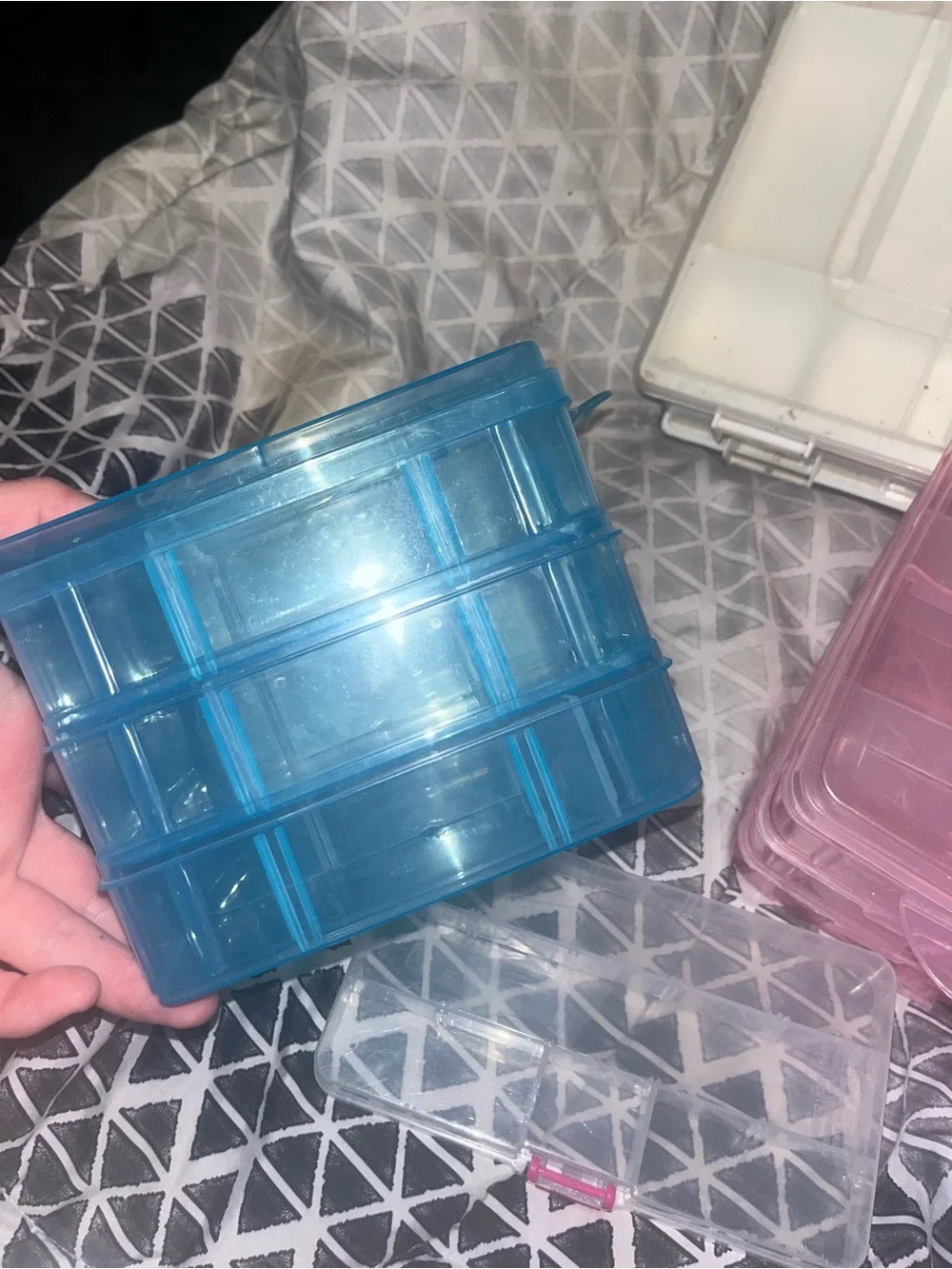 Multi-Compartment Pink and Blue Plastic storage Organizer Set of 4